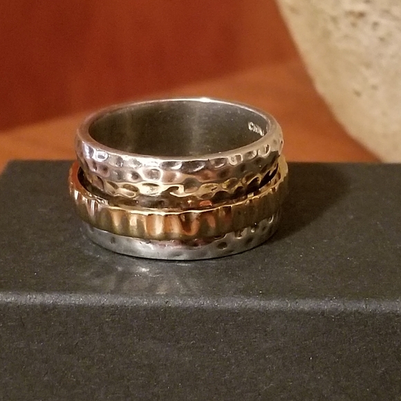 Silpada Sterling Silver & 14k Gold Spinner Ring - Picture 13 of 14